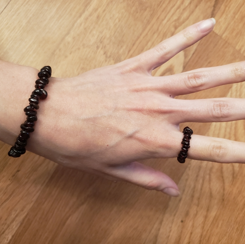 Garnet bracelet and ring set
